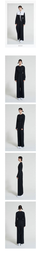 WOVEMENT High Rise Cotton Jumpsuit Navy WBAFJS002NV