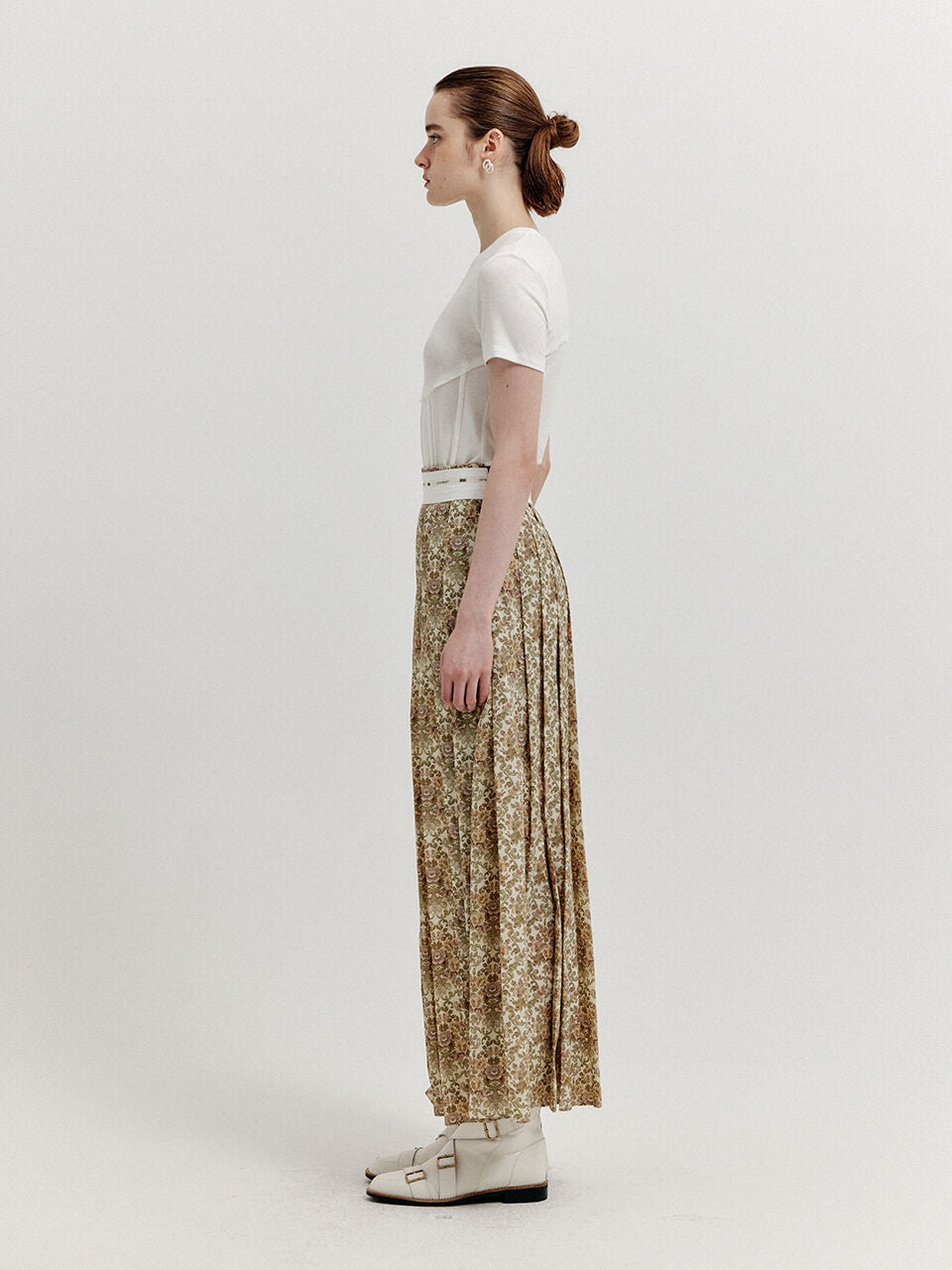 EENK EENK XOVEL Pleated Maxi Skirt - Beige Multi
