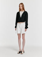 EENK EENK YOLA V-Neck Paneled Knit Cardigan - Black/White