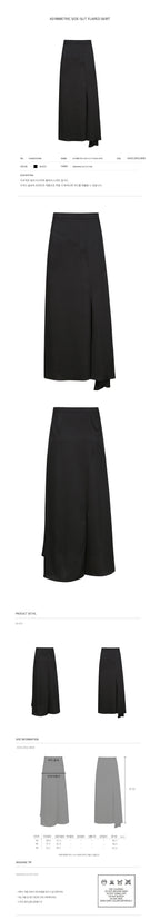 YCH ASYMMETRIC SIDE-SLIT FLARED SKIRT BLACK (F24SK5101BK)