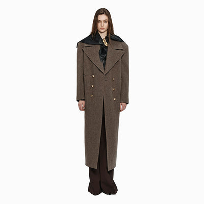 DOUBLE-BREASTED WOOL COAT BROWN (W24CT1041BR)