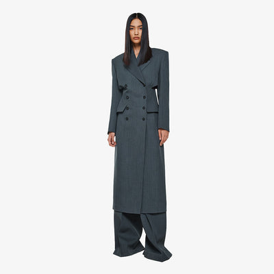 DOUBLE-BREASTED WOOL-BLEND COAT GREY (F24OT0051GY)
