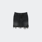 YCH LACE PATCH DENIM SKIRT BLACK (R25DB8091BK)