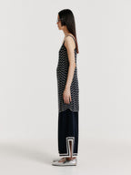 EENK YUTONI Lace Textured Knit Dress - Navy/Cream