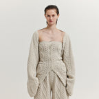 EENK EENK XILISSY Cable Knit Bolero Cardigan - Ivory