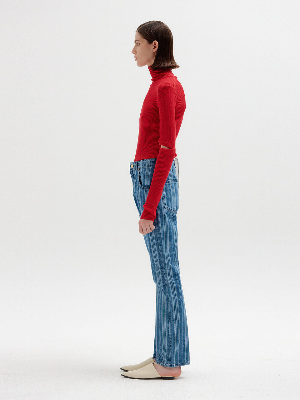 EENK EENK Flared Denim Pants - Blue Stripe