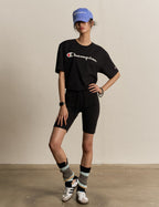 CHAMPION Big Script Logo Cotton Short Sleeve T-Shirt Black