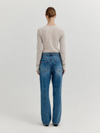 EENK XENEVA Asymmetric Front Denim Pants - Blue