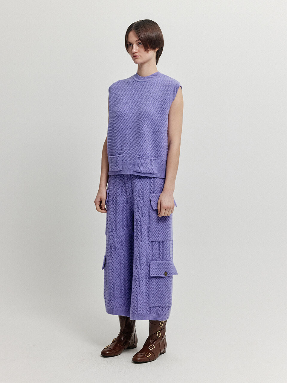 EENK XEA Pocket Cable knit Pants - Purple