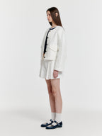 EENK YELLY Short Textured Single Jacket - White