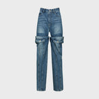YCH LAYERED JEANS BLUE (W23DB702BL)