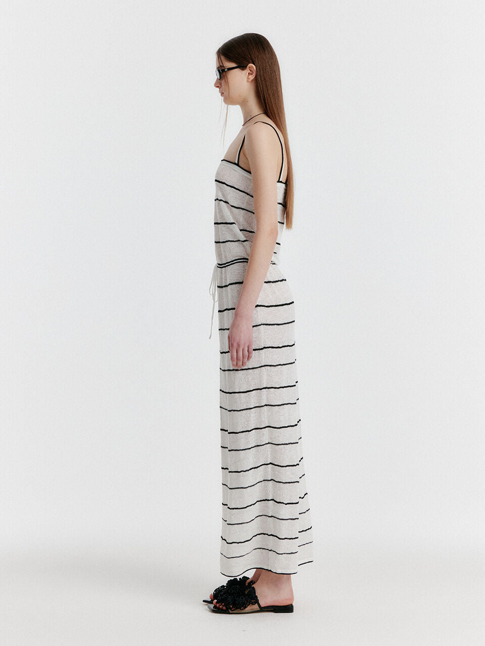 EENK YOZOO Jacquard Stripe Knit Dress - Ivory