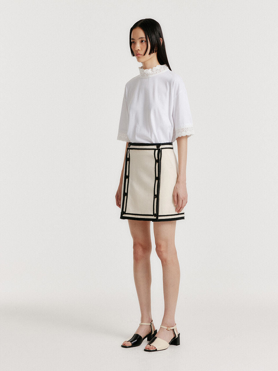 EENK EENK Contrast Mini Skirt - Ivory