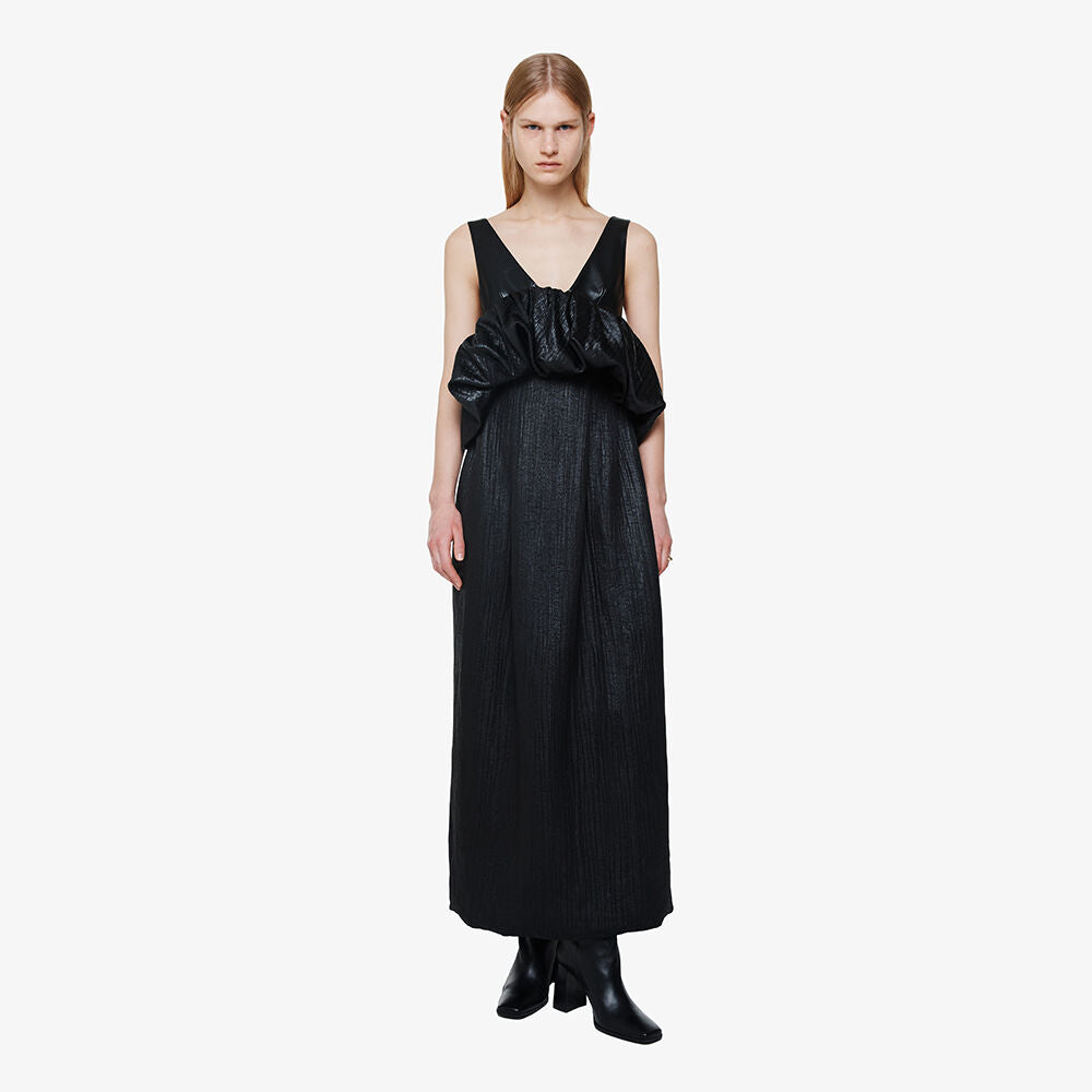 YCH OPEN-BACK PUFFED DRESS BLACK (F24DJ6051BK)