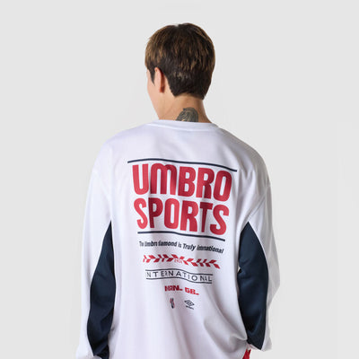 Color block overfit mesh long sleeve t-shirt (cover-up) white (UQ321CRL72)
