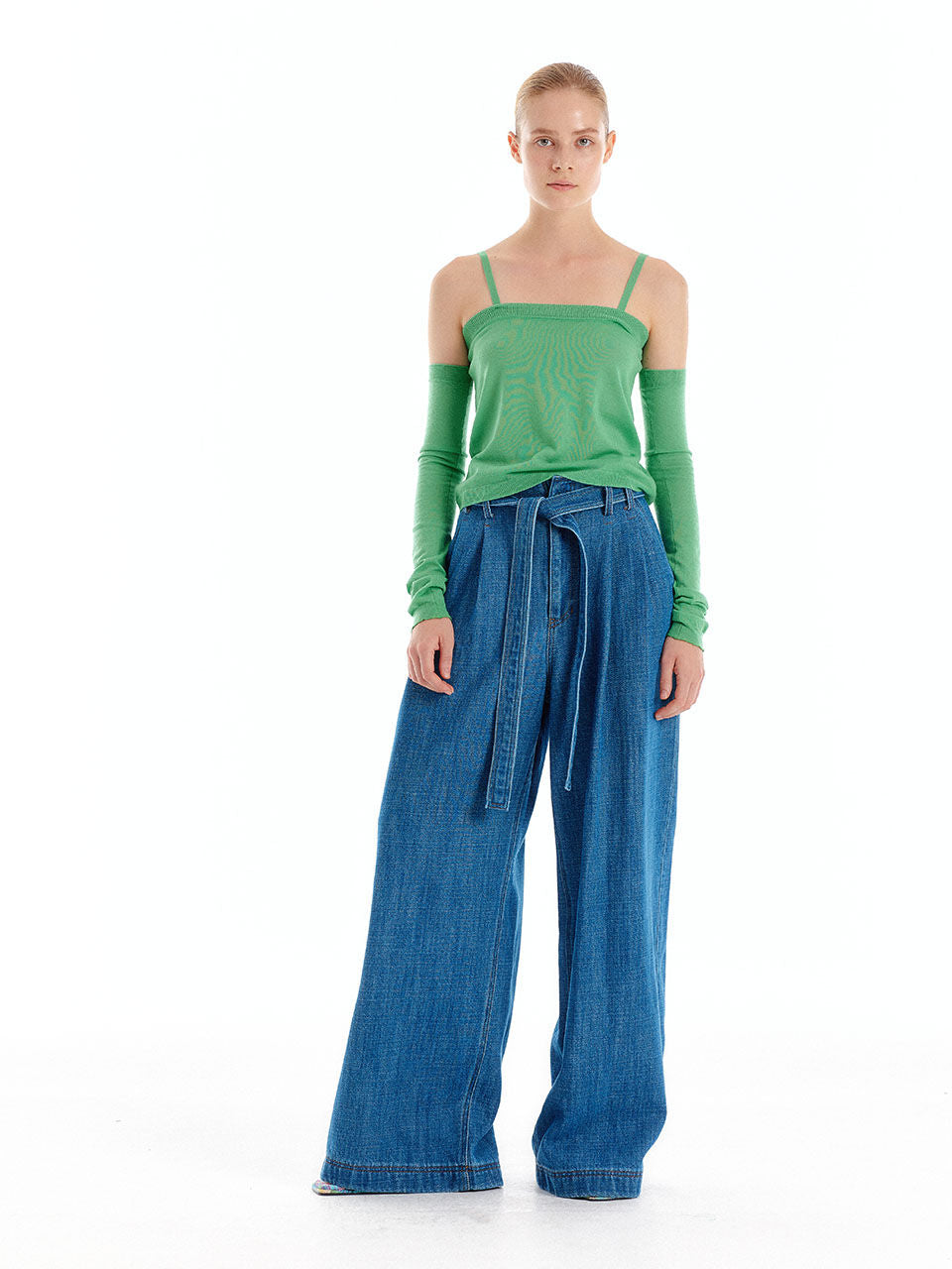 EENK UHAIO Two-Tuck Wide Denim Pants - Denim Blue