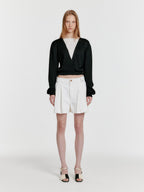 EENK EENK YOLA V-Neck Paneled Knit Cardigan - Black/White
