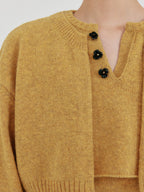 EENK ZONNE Cropped Knit Cardigan - Mustard
