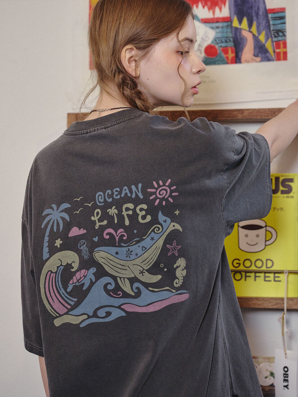 CPGN Blue wave pigment short sleeve t-shirt smoke black