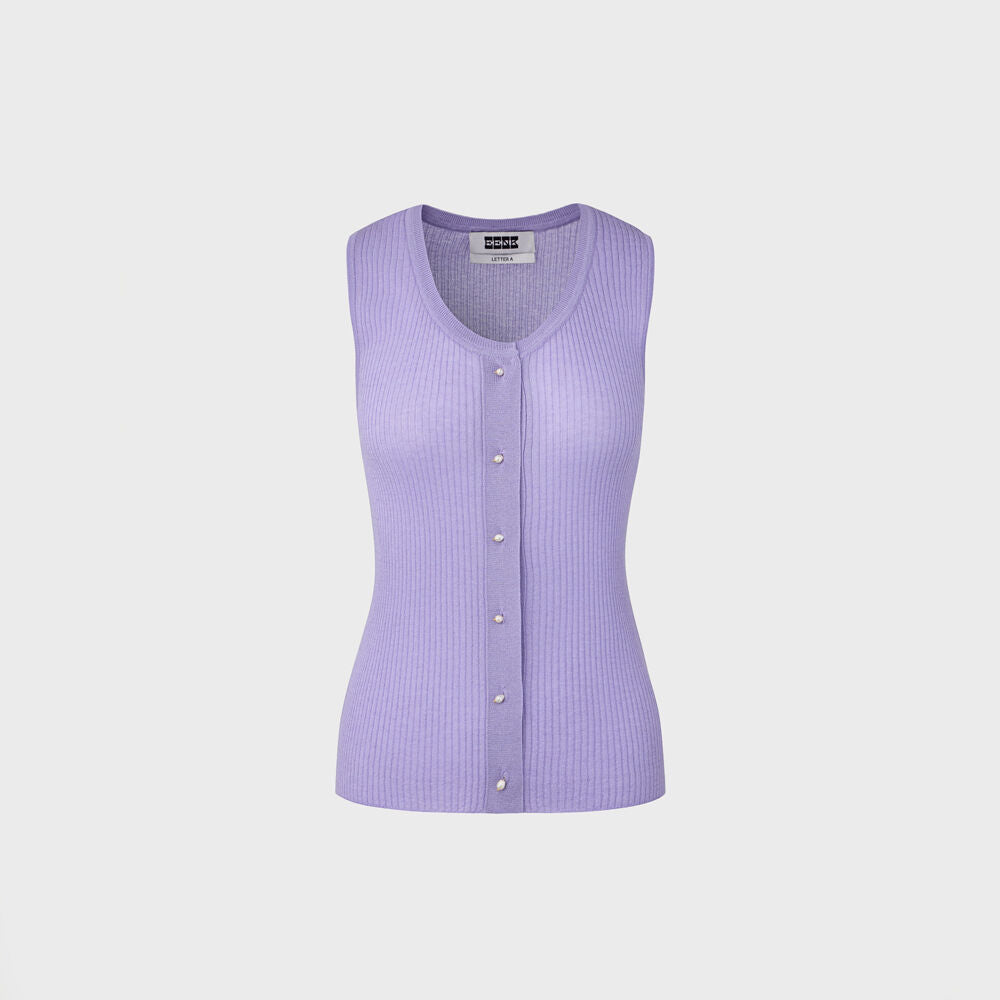 EENK Round Neck Knit Vest - Lavender