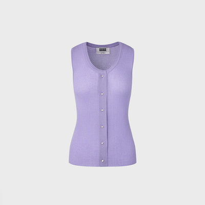 Round Neck Knit Vest - Lavender