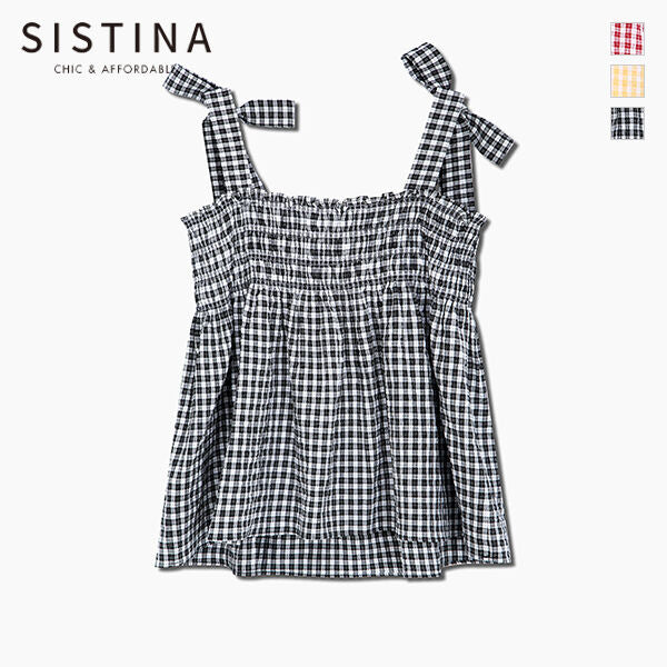 SISTINA Check banding sleeveless blouse_AWWBLQ21180