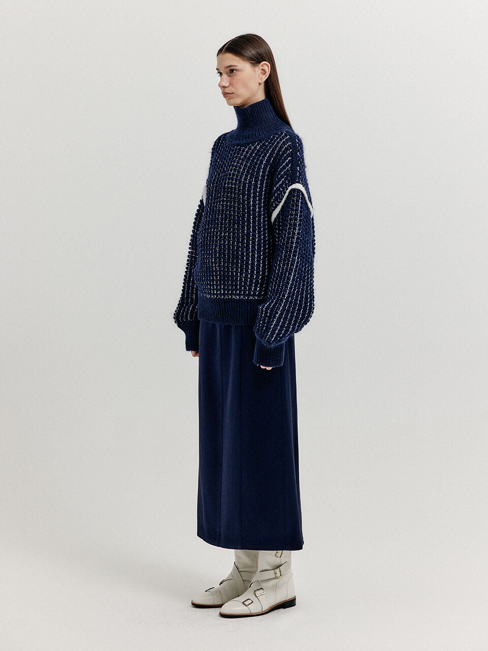 EENK EENK XUEST Oversized Knit Turtleneck - Navy