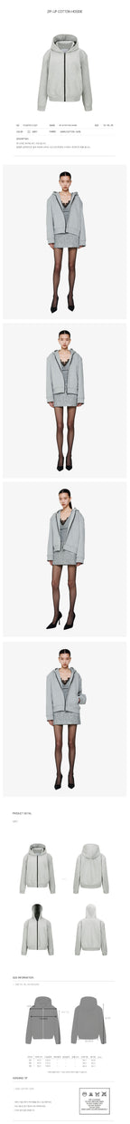 YCH ZIP-UP COTTON HOODIE GREY (F24OT0121GY)