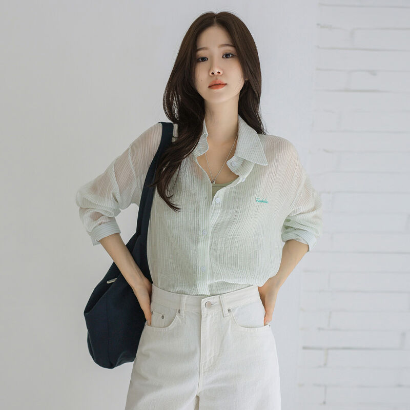 FRENCHCHIC [1+1] Naoz embroidery tencel striped shirt_F6S278SH