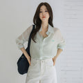 FRENCHCHIC [1+1] Naoz embroidery tencel striped shirt_F6S278SH