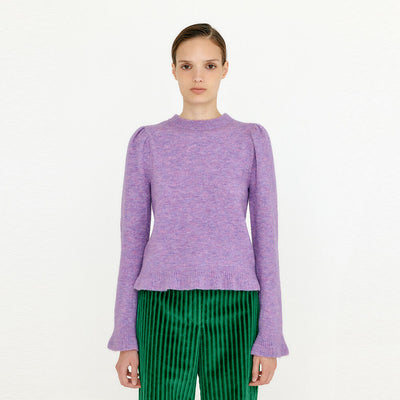 EENK VLARY Flared Hem Knit Pullover - Violet