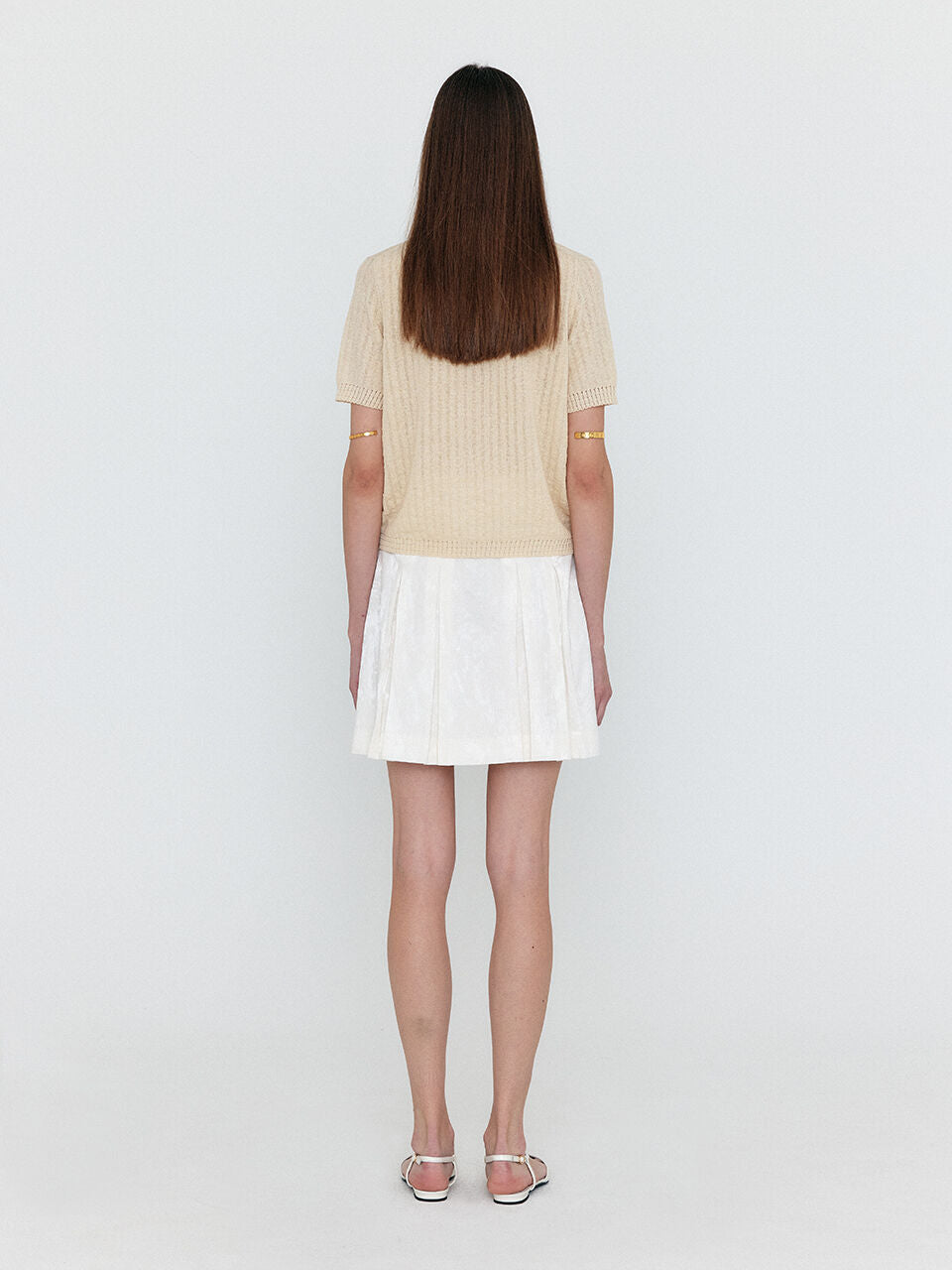 EENK WENDEL Double-Belted Pleated Mini Skirt - Ivory