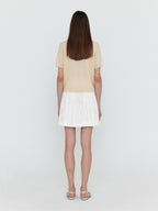 EENK WENDEL Double-Belted Pleated Mini Skirt - Ivory