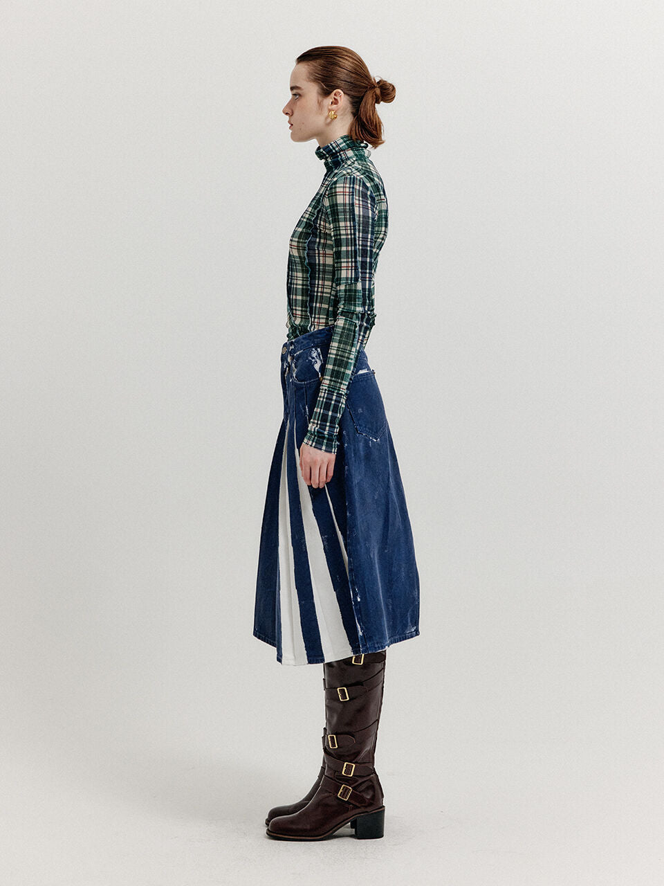 EENK EENK XICO Pleated Denim Skirt - Dark Navy
