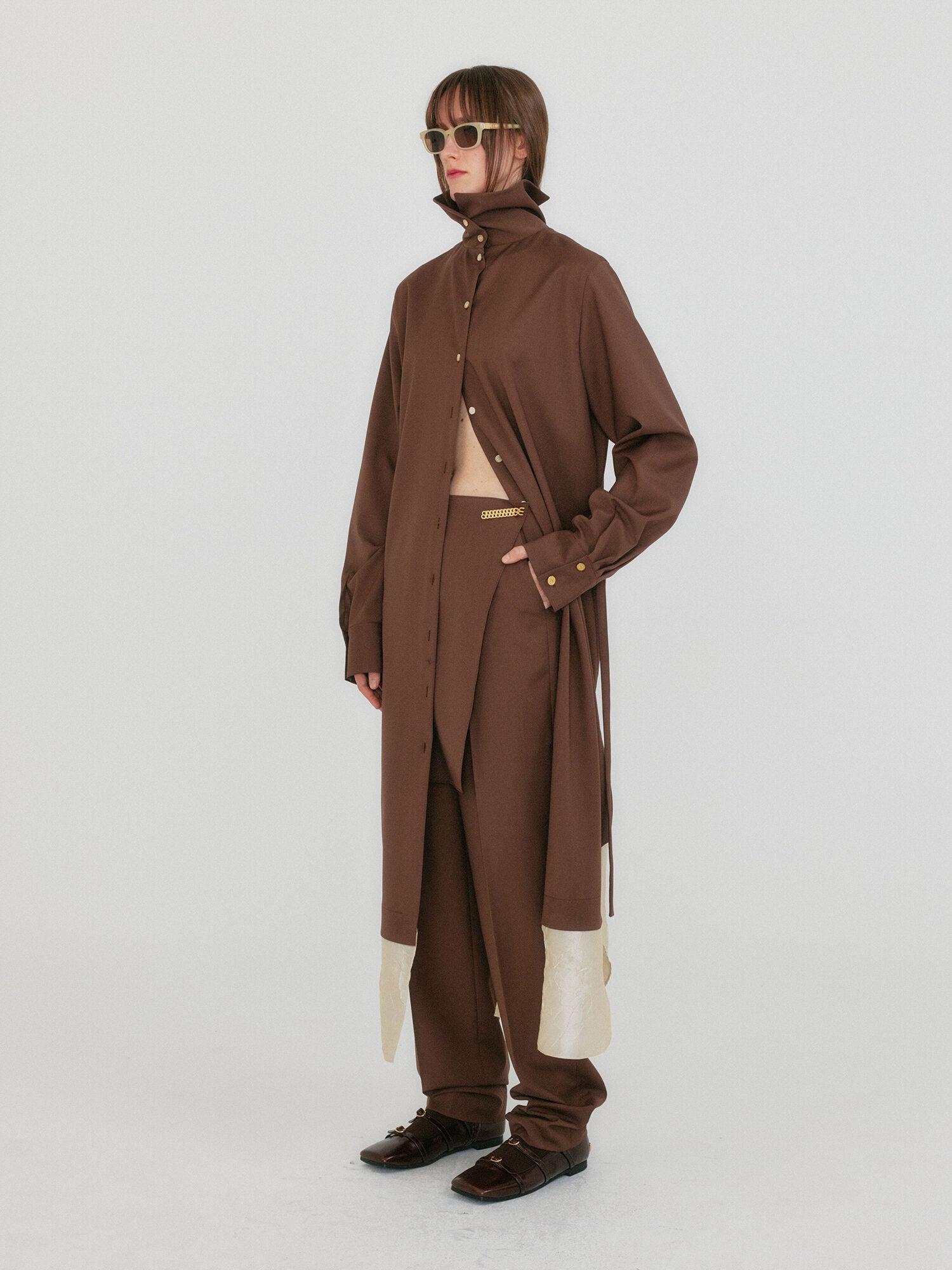 EENK ZEDIA Scarf Layered Pants - Brown