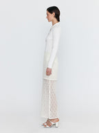 EENK EENK WIONY Diamond-Lace Layered Knit Skirt - Ivory