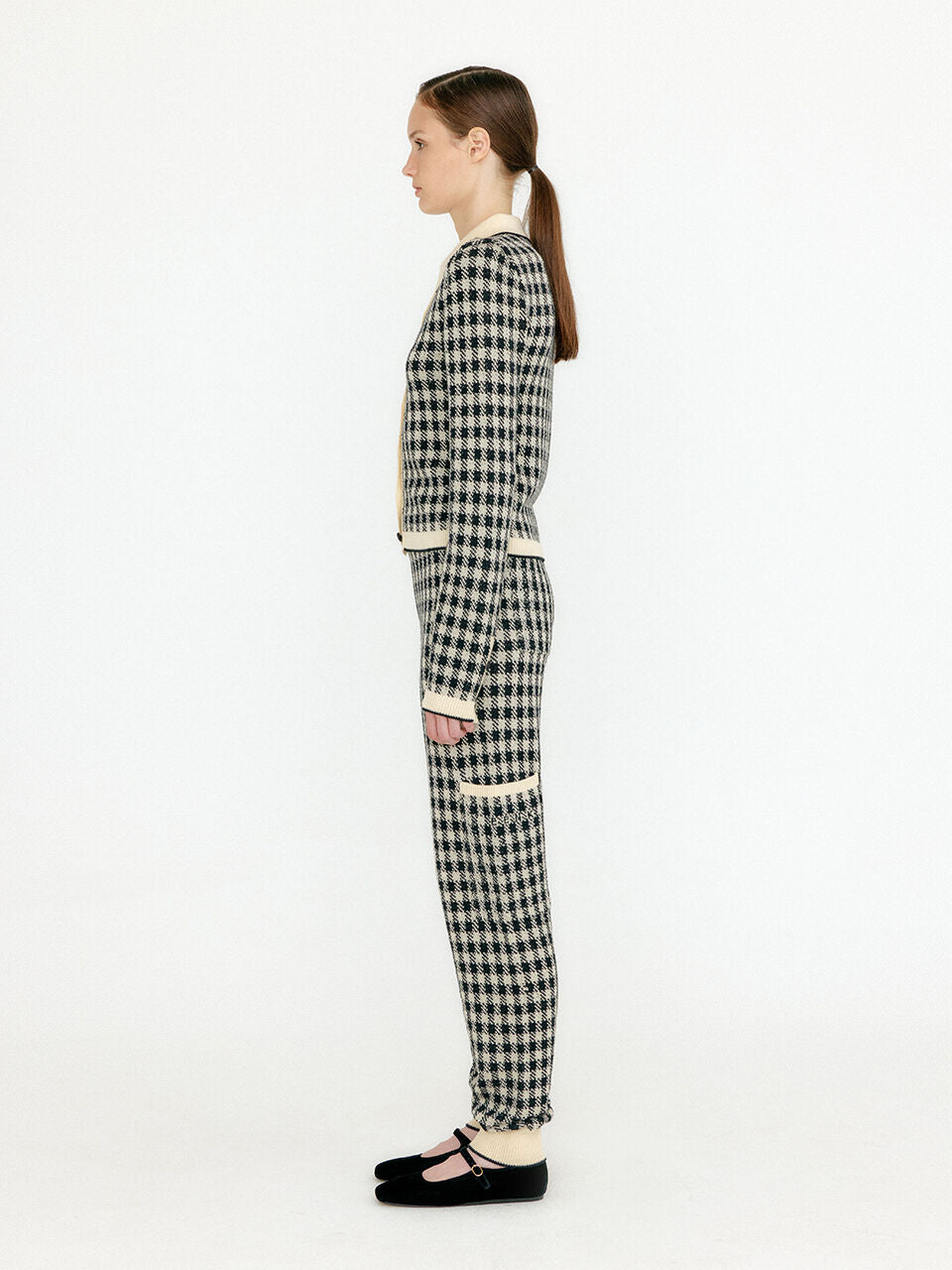 EENK EENK VINK Gingham Check Knit Shirt - Black/Ivory
