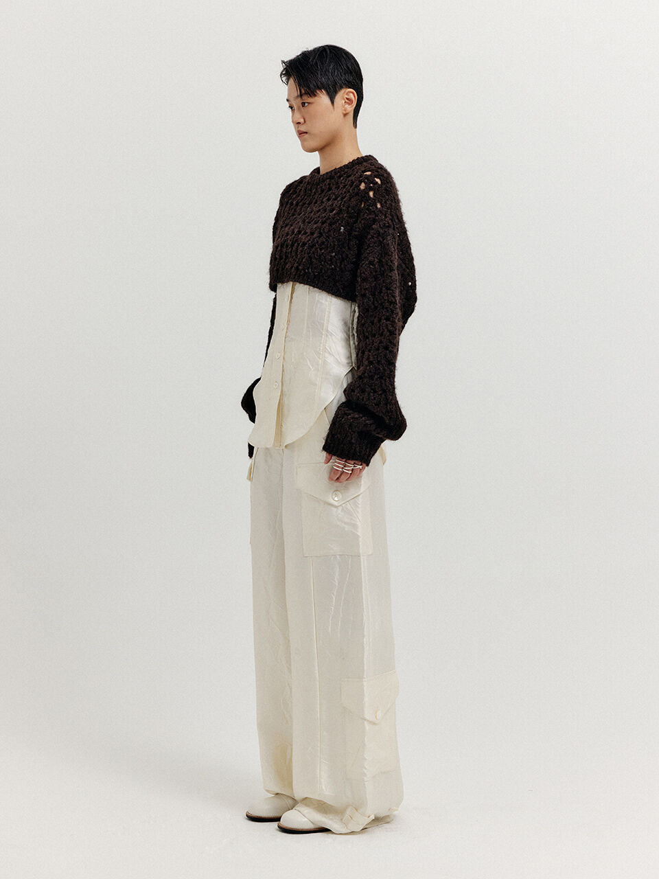 EENK EENK XEKO Open Back Crop Knit Top - Brown
