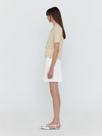 EENK WENDEL Double-Belted Pleated Mini Skirt - Ivory