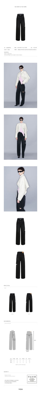 YCH HIGH-WAIST CUT-OUT JEANS BLACK (W23DB710BK)