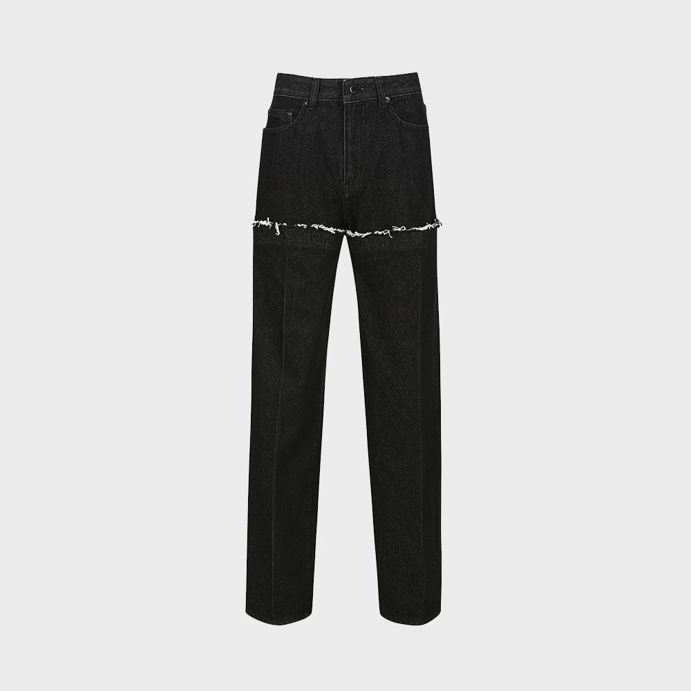 YCH LAYERED JEANS BLACK (F23DB709BK)