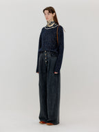 EENK EENK VACKLYN Pearl Trim Knit Pullover - Black