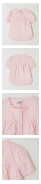 NONLOCAL Julia Shirring Blouse - Light Pink