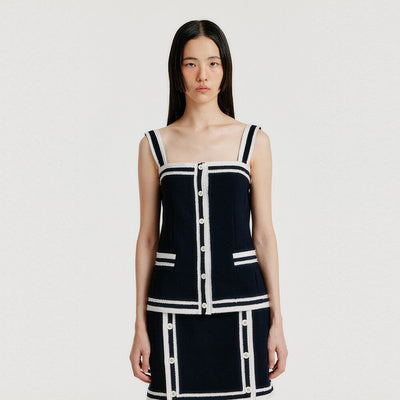 EENK YINTA Contrast Sleeveless Top - Navy