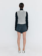 EENK WOCO Folded Front Denim Shorts - Grey