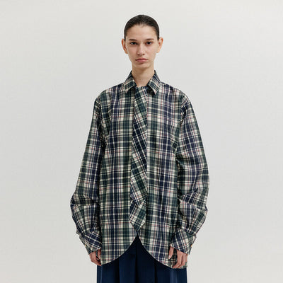 EENK XINSLIE Long Sleeve Tie Shirt - Navy Multi