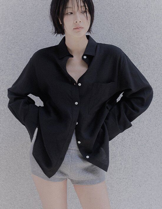 MEMUA Overline Tencel Linen Shirt (Black)