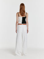 EENK [Wearing Hyomin] YON Stitched Color Block Knit Top - Black/White