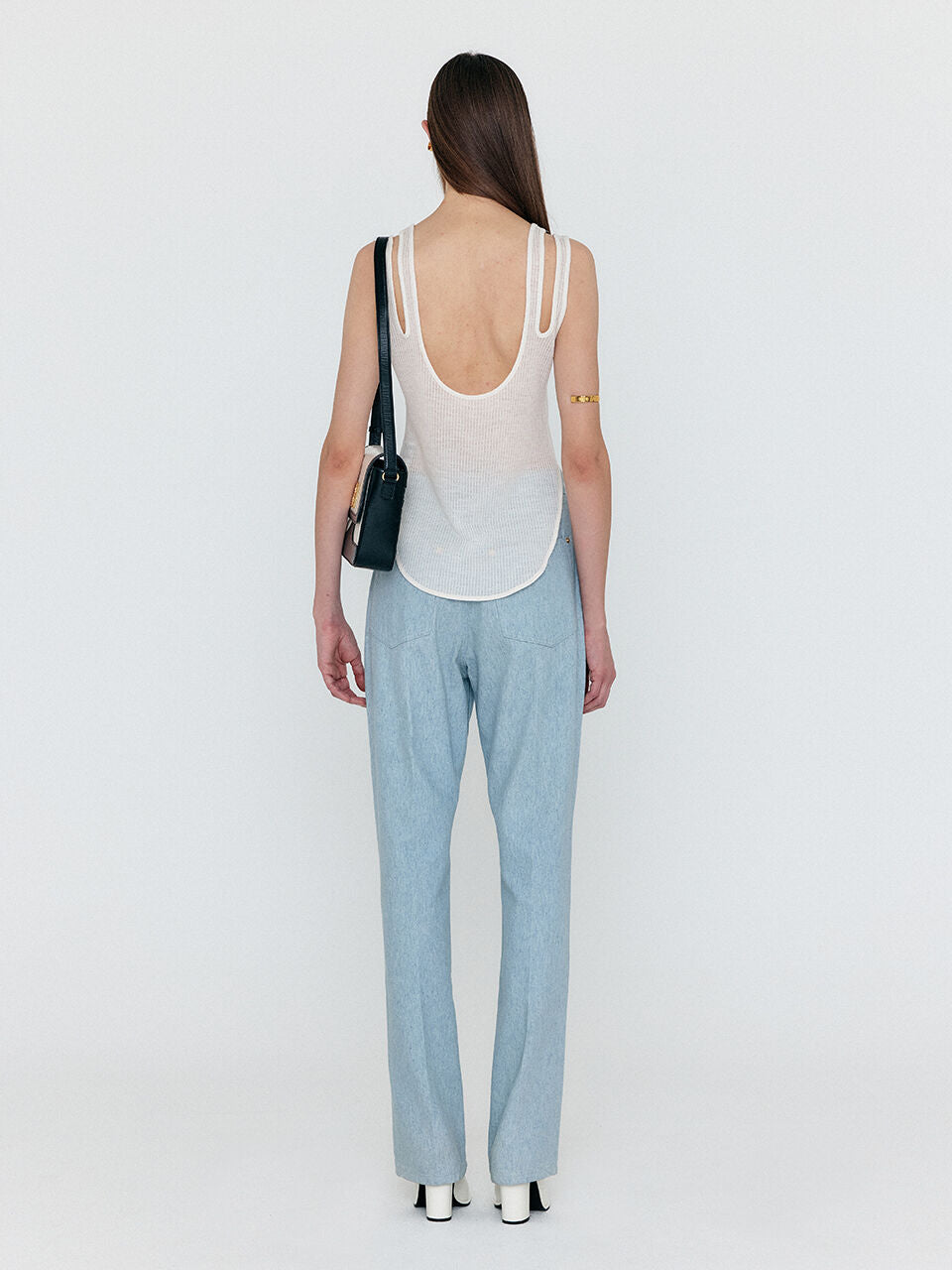 EENK EENK WENEVA Asymmetric Front Denim Pants - Light Blue