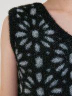 EENK ZITA Floral Knit Vest - Black